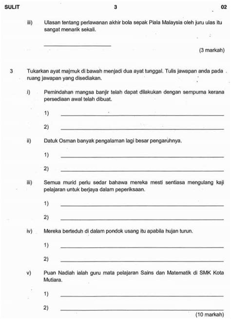 Contoh Soalan Pt3 Bahasa Melayu 2021 Percubaan Tingkatan 3 Sheet Music