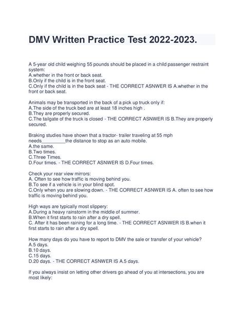 Printable Dmv Practice Test - vrogue.co