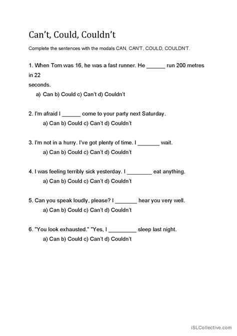 Can Could Couldnt English Esl Worksheets Pdf And Doc