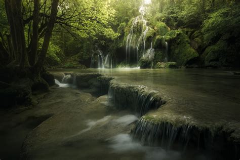 Обои природа лес река водопад на рабочий стол