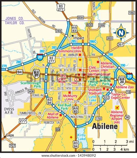 Abilene Texas Area Map Stock Vector Royalty Free 143948092