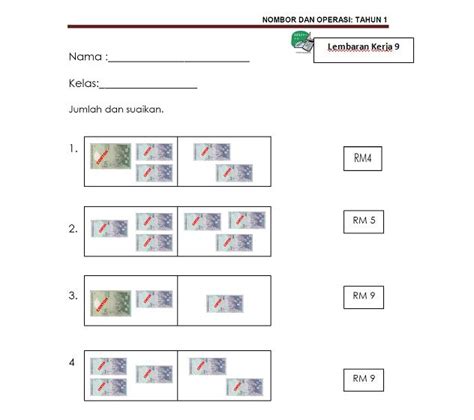 Penambahan dan penolakan dalam kehidupan seharian. Soalan Matematik Wang Tahun 1 - Kecemasan x