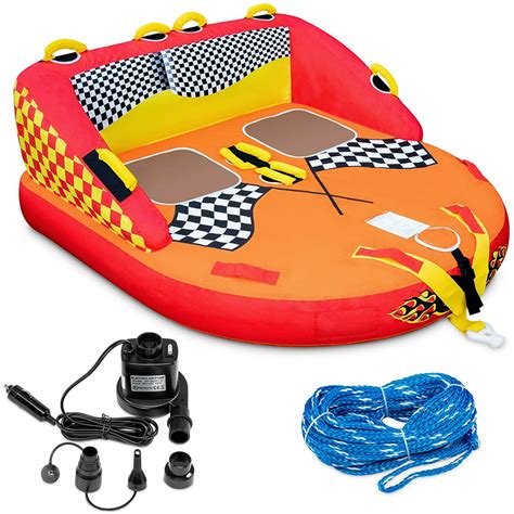 Towable Water Tube 2 Person Inflatable Floating Raft For Boating With