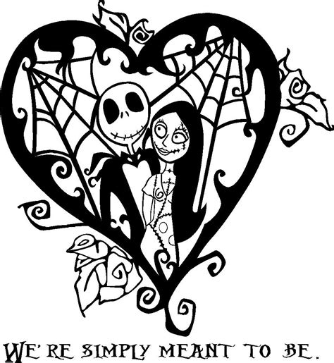 Nightmare Before Christmas Jack And Sally Heart Vinyl Decal Grap