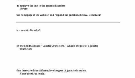 genetic disorder reading worksheet