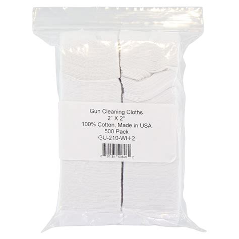 Gun Cleaning Cloths 2x2 White 100 Cotton Made In Usa 500 Pack
