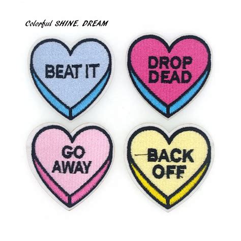 4pcs heart patches for clothing iron on embroidered appliques diy apparel accessories patches