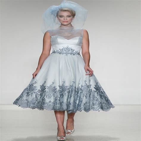 Ivorywhite Vintage Plus Size Tea Length Wedding Dress A Line Short