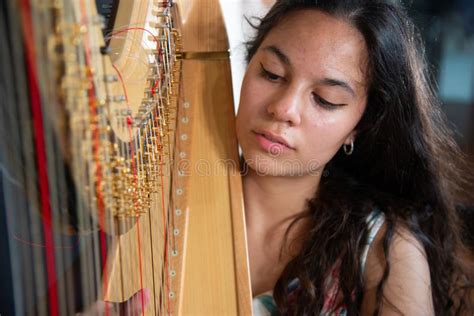 Detail Of A Woman Playing The Harp Stock Photo Image Of Isolated
