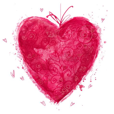 Valentines Day Watercolor Red Heart Stock Illustration Illustration