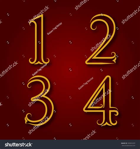 One Two Three Four Golden Vintage Stock Vector Royalty Free 399991879