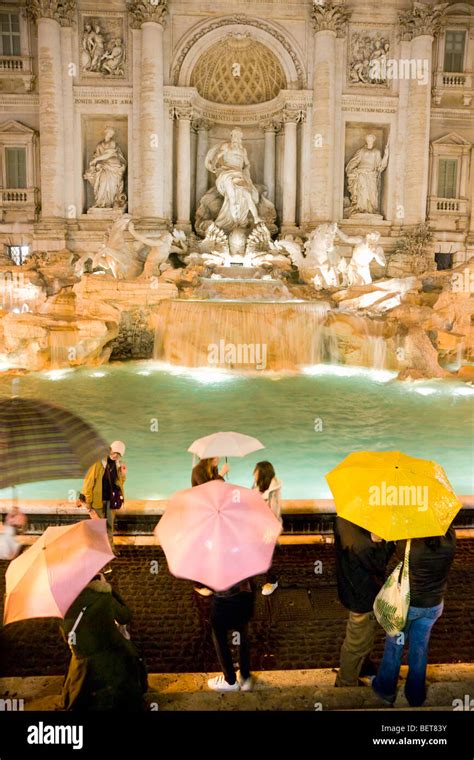 The Famous Trevi Fountain At Night Rome Italy Stock Photo Alamy