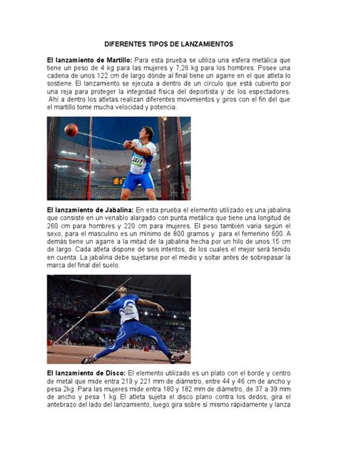 Diferentes Tipos De Lanzamientos Deportes Individuales Deportes