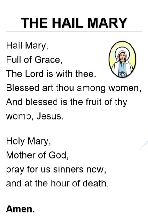 Free Printable Hail Mary Poster Hail Mary Prayer Catholic Prayers To