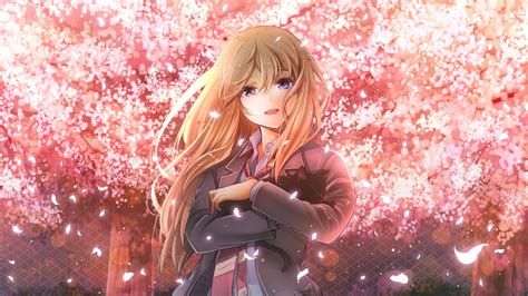 Desktop Wallpaper Blonde Anime Girl In Garden Kaori