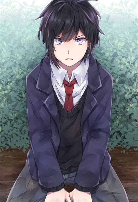 Black Hair And Purple Eyes Anime Boy Black Haired Anime Boy Anime