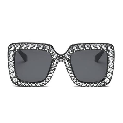luxury oversized square frame bling rhinestone sunglasses women fashion shades ebay