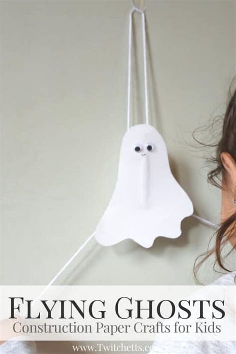 Flying Construction Paper Ghosts ~ Halloween Crafts For Kids Twitchetts