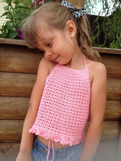 Crochet Pink Halter Top For Toddler Kids Etsy