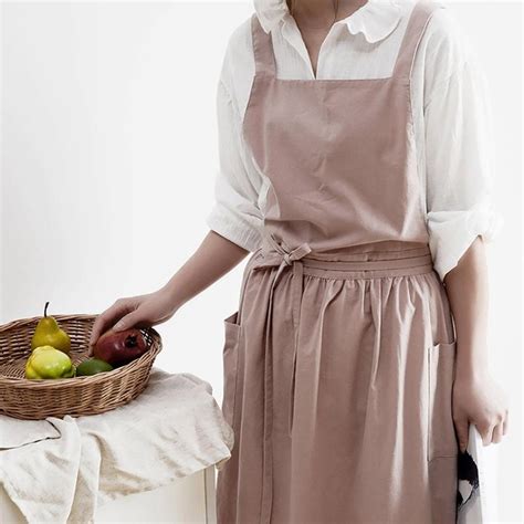 Buy Women Cotton Linen Cross Back Apron Japanese Housework Baking Wrap