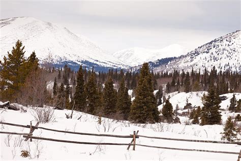 Scenic Yukon Canada Winter Mountains Ranch Fence By Stephan Pietzko