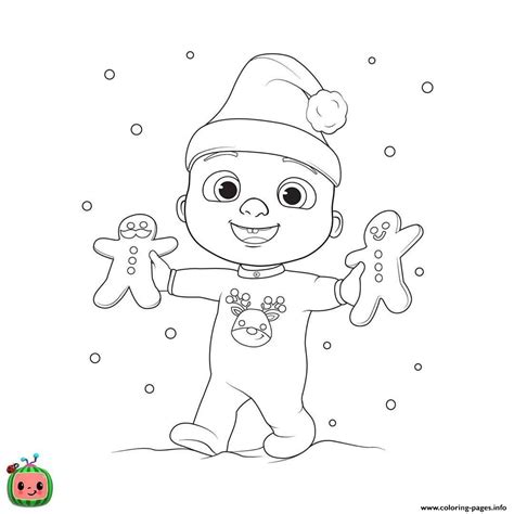 Cocomelon Christmas With Cookies Coloring Page Printable