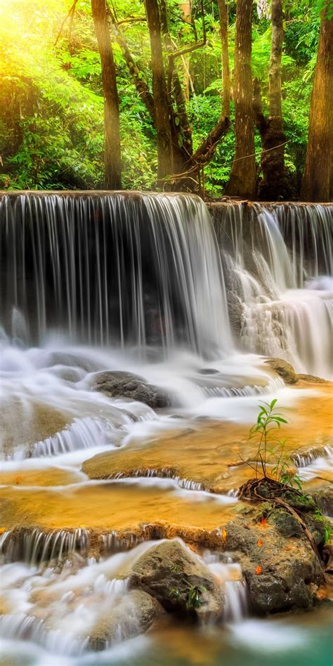 Waterfall River Landscape Nature Waterfalls 1440x2880