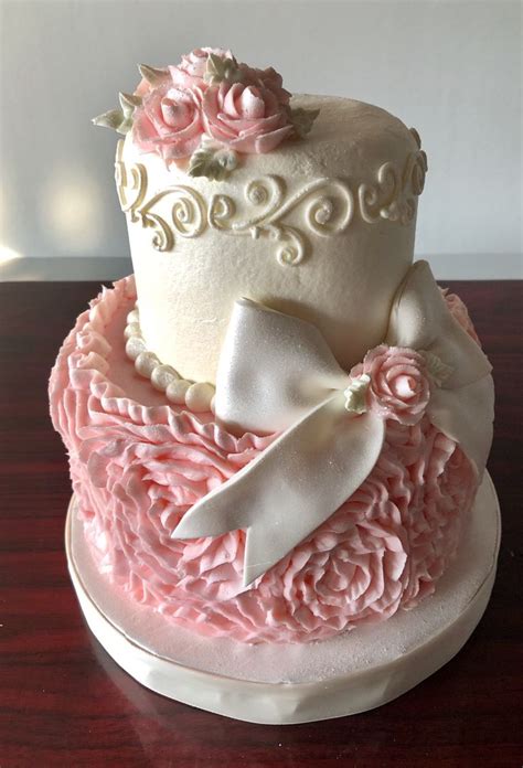 Pink And White Large Rosettes Cake Adrienne And Co Bakery Special Occasion Cakes Cake Rosette