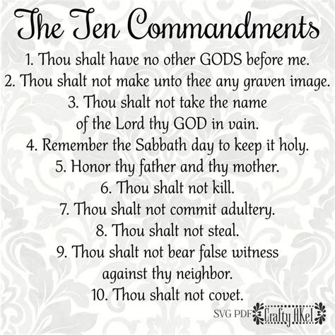 Free printable version of the ten commandments created by rev. The Ten Commandments SVG PDF Digital File Vector Graphic ...