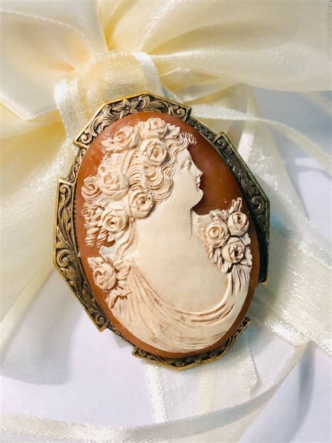Victorian Cameo Hard Stone Silhouette Cameo Brooch Pin Hand Etsy