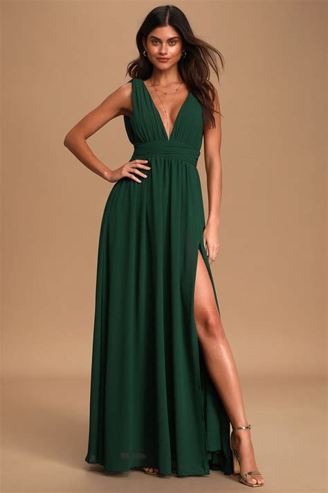 Forest Green Gown Maxi Dress Sleeveless Maxi Dress Lulus