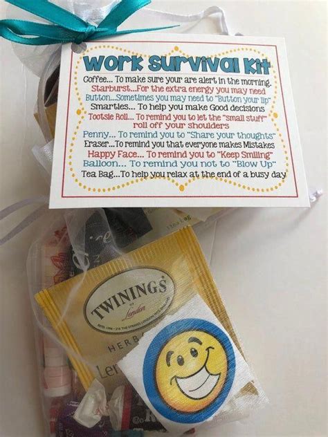 Work Survival Kit Sweet Thoughts Goody Bag Happy Birthday Etsy In