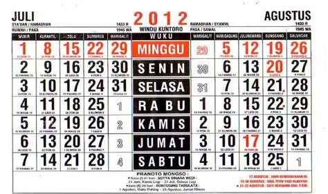 Kalender Jawa 2012