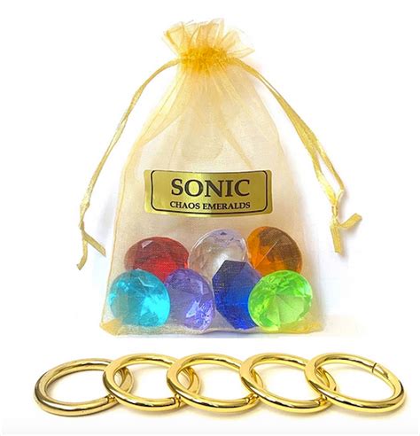 Sonic The Hedgehog 7 Chaos Emeralds And 5 Power Rings In A Etsy