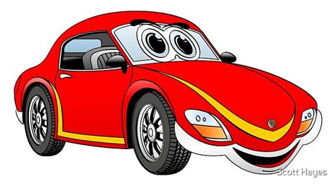Red Sports Car Cartoon By Scott Hayes Redbubble