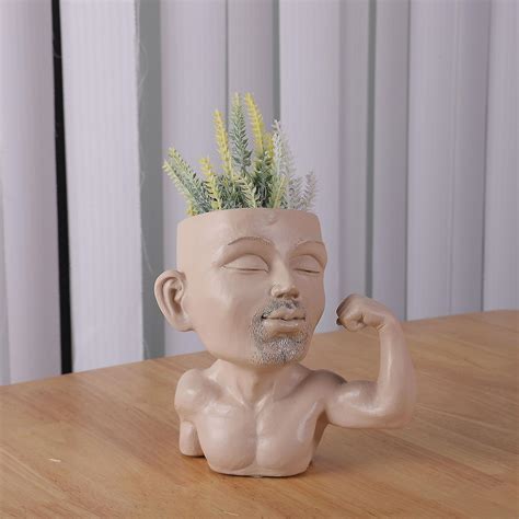 Face Planter Pot Head Planter Beefcake Guy Model Face Flower Pot For Indoor Plants Fruugo Nl
