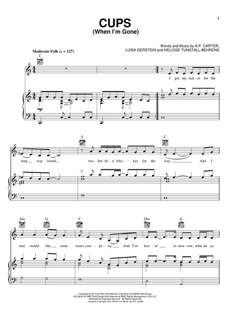 Cups When Im Gone Sheet Music Anna Kendrick Piano Playalong