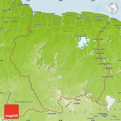 Administrative abteilungen (3,838 gps karten). Suriname Alte Karte