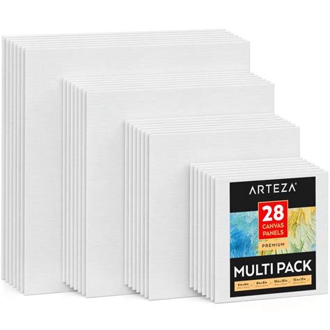 Arteza Arteza Premium Canvas Panels White Square Multi Value Pack