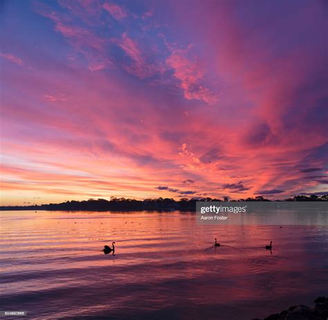 Sunset Over Lake High Res Stock Photo Getty Images