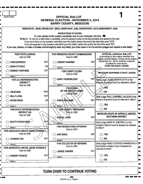 Nov 4 General Election Sample Ballot Barry County Advertiser