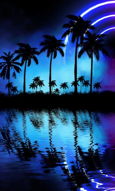 Premium Photo Neon Palm Tree Tropical Leaves