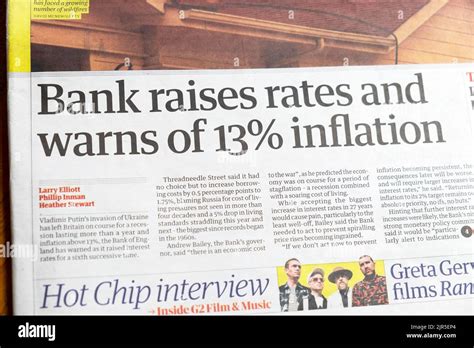 'Bank raises rates and warns of 13% inflation' Guardian newspaper