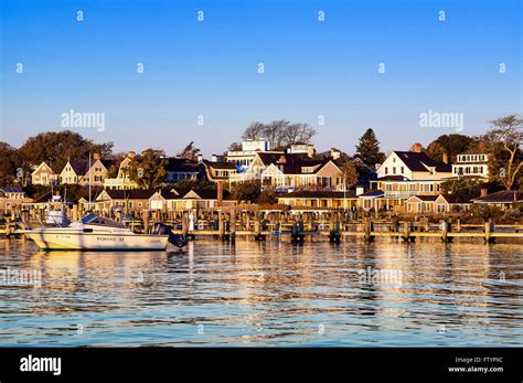 Edgartown Harbor And Homes Marthas Vineyard Massachusetts Usa Stock