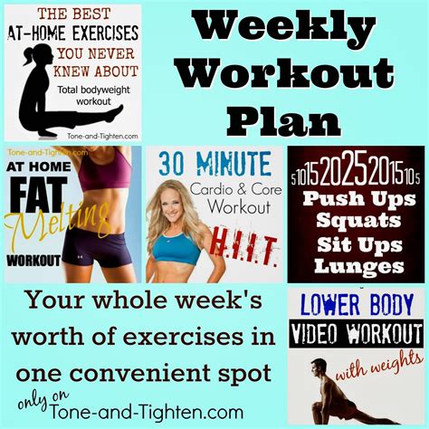 Maybe you would like to learn more about one of these? Weekly Workout Plan - Your whole week of workouts in one ...
