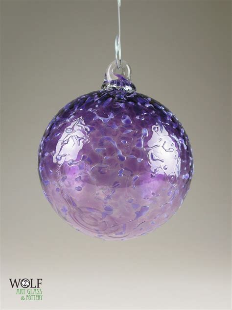 Blown Glass Christmas Tree Holiday Ornament Bauble Purple Ice Etsy Glass Blowing Holiday