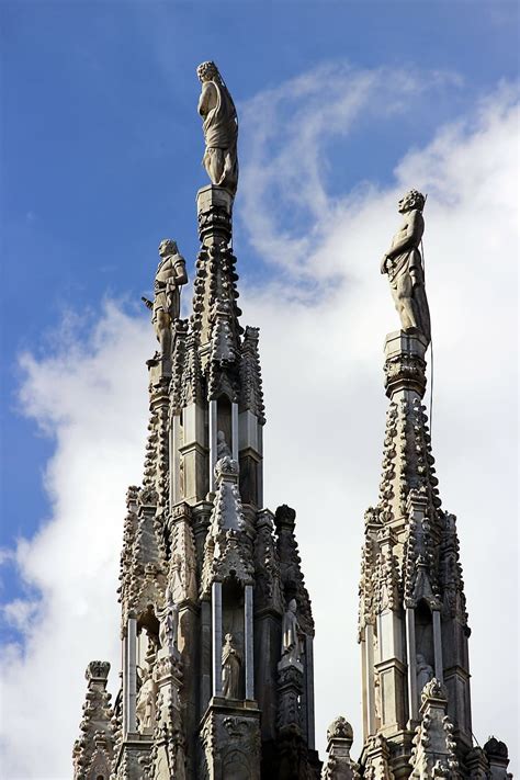 Pinnacle Cathedral Milan Sculptures Gothic Architecture Church