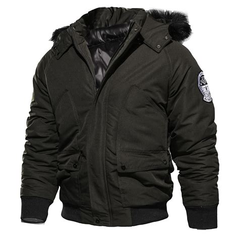 Mens Winter Thick Big Pocket Windproof Outdoor Hooded Warm Jacket