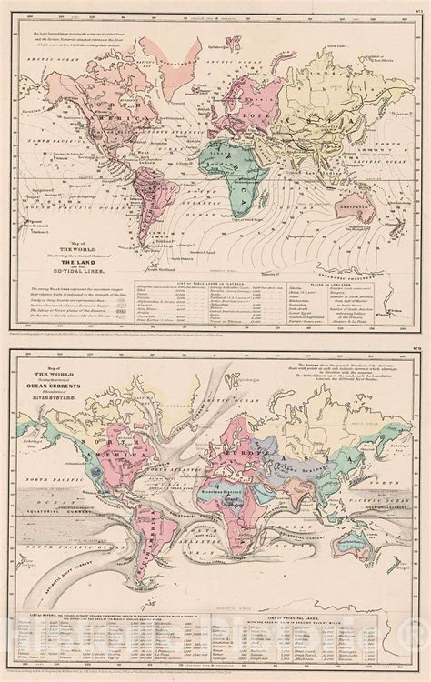 Historic Map World Land And The Co Tidal Lines World Ocean