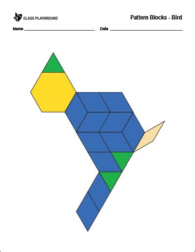 Printable Pattern Blocks Bird | Pattern blocks, Pattern blocks activities, Pattern block printables